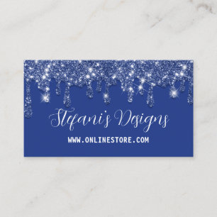 Carte De Visite Élégant Marine Blue Faux parties scintillant Drive