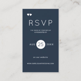 Carte De Visite Elegant marine et blanc mariage site web rsvp inse