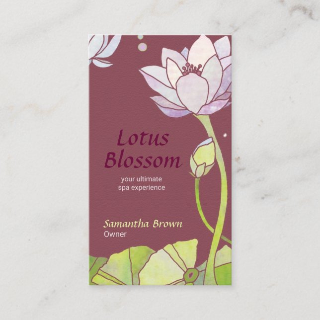 Carte De Visite Elégant massage Spa Lotus (Devant)