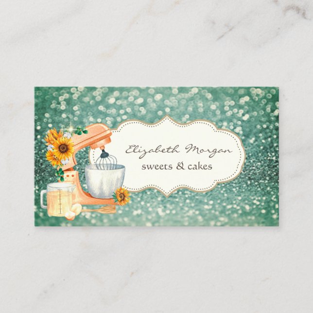 Carte De Visite Élégant mélange de tournesols Bokeh (Devant)