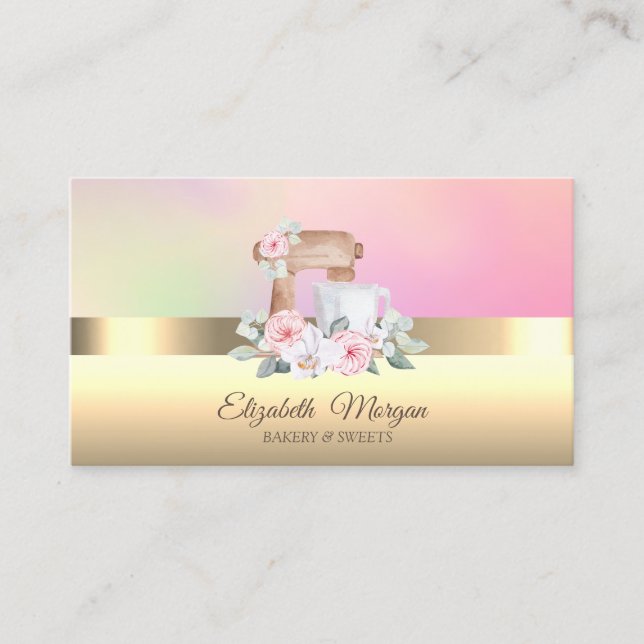 Carte De Visite Élégant mélange professionnel Fleurs boulangerie (Devant)