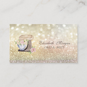Carte De Visite Élégant mélange rétro Fleurs Bokeh Boulangerie