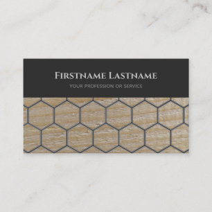 Carte De Visite Élégant menuiserie gris foncé en bois plank hexago
