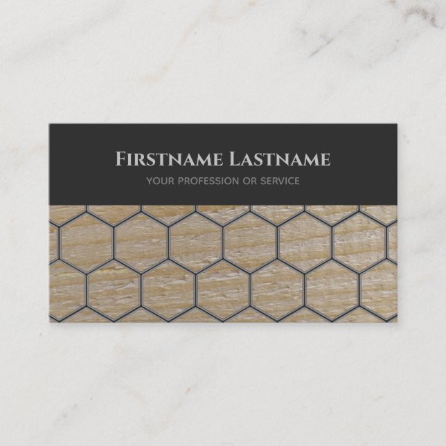 Carte De Visite Élégant menuiserie gris foncé en bois plank hexago (Devant)