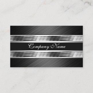 Carte De Visite Élégant Métal Chrome Argent Noir 2