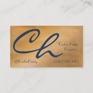 Carte De Visite Élégant Métal Cuivre Bleu Luxe avec Code QR