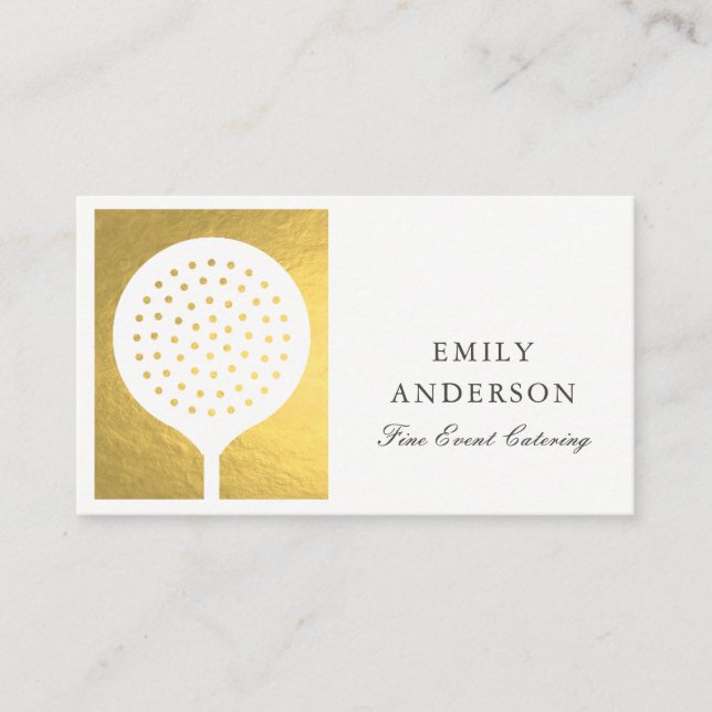 CARTE DE VISITE ÉLÉGANT MINIMAL FAUX GOLD SKIMMER CHEF CATERING (Devant)