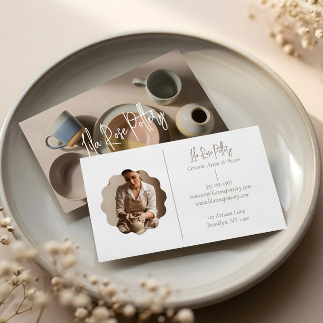 Carte De Visite Elegant Minimal Modern hand Made Pottery Photo (Elegant Minimal Modern hand Made Pottery Photo Business Card)