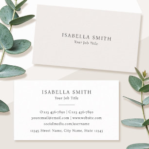 Carte De Visite Élégant Minimaliste Blanc Cassé Sophistiqué