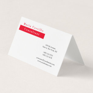 Carte De Visite Élégant minimaliste blanc rouge moderne