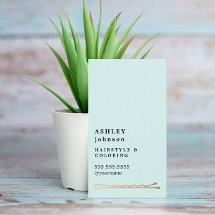 Carte De Visite Elégant minimaliste Blue Faux Gold Coiffeur