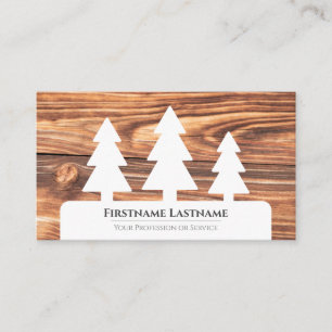 Carte De Visite Elégant minimaliste bois blanc arbre brun grain