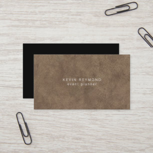 Carte De Visite Élégant Minimaliste Cuir Brun Ancien
