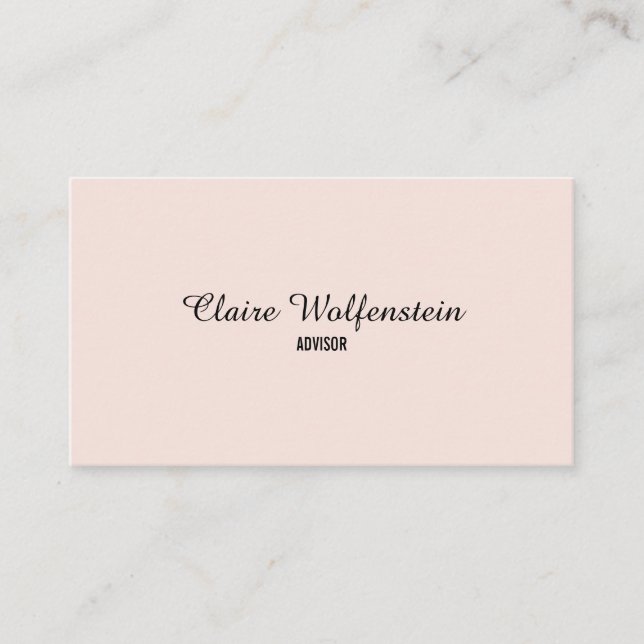Carte De Visite Élégant minimaliste de script rose pâle (Devant)