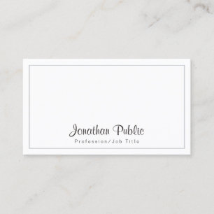 Carte De Visite Élégant minimaliste gris chic blanc moderne