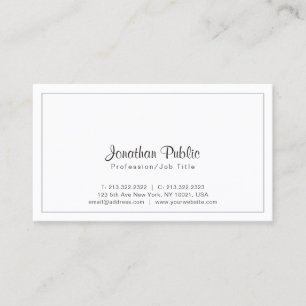 Carte De Visite Élégant minimaliste gris chic blanc moderne