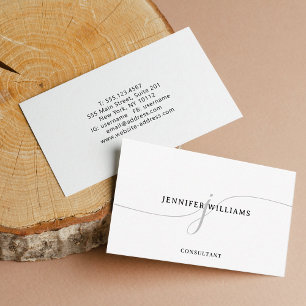 Carte De Visite Élégant minimaliste Gris noir Monogramme