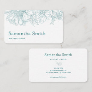 Carte De Visite Élégant minimaliste ligne florale noire sur fond b