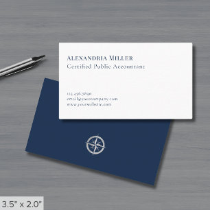 Carte De Visite Elégant minimaliste marine bleu et blanc