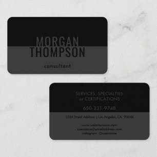 Carte De Visite Élégant minimaliste moderne clair gris noir simple