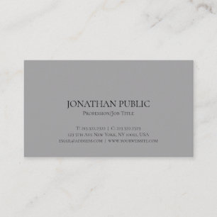 Carte De Visite Élégant minimaliste moderne Gris Gris Professionne