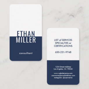 Carte De Visite Élégant minimaliste moderne Marine Bleu Blanc Vert