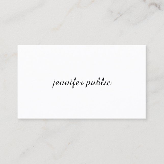 Carte De Visite Élégant minimaliste Nettoyage manuscrit blanc (Devant)