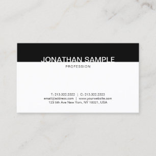 Carte De Visite Élégant minimaliste Professionnel noir et blanc
