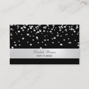 Carte De Visite Élégant Minimaliste,Rayé,Noir,Confettis