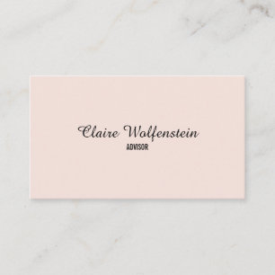 Carte De Visite Élégant Minimaliste Rose Pâle Script Professionnel