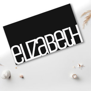 Carte De Visite Élégant minimaliste simple noir blanc noir moder