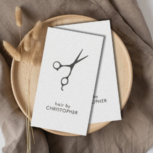 Carte De Visite Élégant Minimaliste Texture Ciseaux Cheveux Blancs