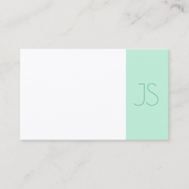 Carte De Visite Elégant Mint Green Moderne Monogram Modèle tendanc (Devant)