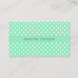 Carte De Visite Elégant Mint Green White Dots Modèle moderne