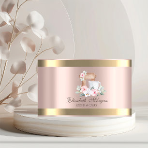 Carte De Visite Élégant Mixer Flower Gold Stripe Rose Or Boulanger