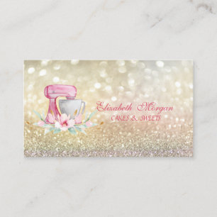 Carte De Visite Élégant Mixer Flowers Bokeh Bakery