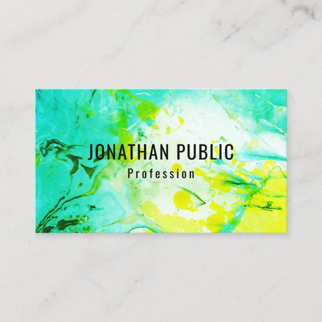 Carte De Visite Elégant Modèle bleu vert pourpre jaune tendance (Devant)
