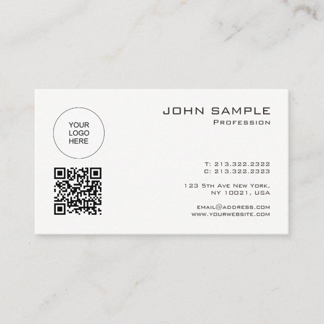 Carte De Visite Élégant Modèle de code QR moderne télécharger votr (Devant)