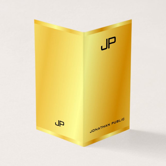 Carte De Visite Elégant Modèle Monogramme moderne Gold Look (Extérieur)