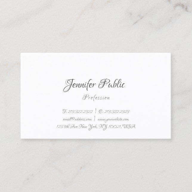 Carte De Visite Élégant Modèle professionnel simple écrit main (Devant)
