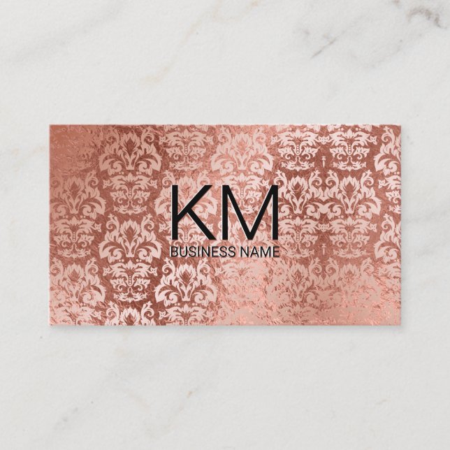 Carte De Visite Élégant modèle Rose en or Foil Damask (Devant)