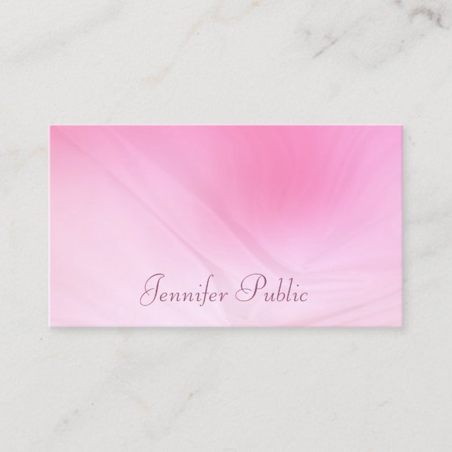 Carte De Visite Élégant Modèle rose tendance manuscrit (Devant)