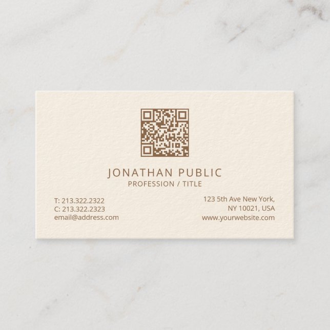 Carte De Visite Elégant Modèle simple Luxe Signature Cream Blanc (Devant)