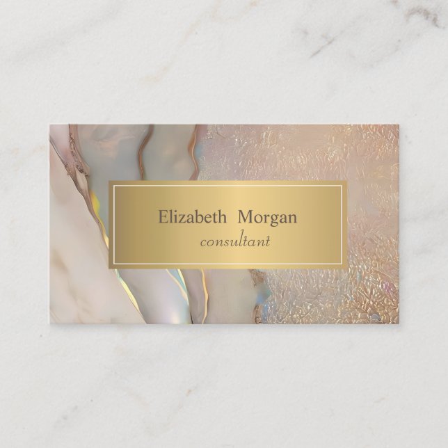 Carte De Visite Elegant Modern Blush Pink Opal Gold (Devant)