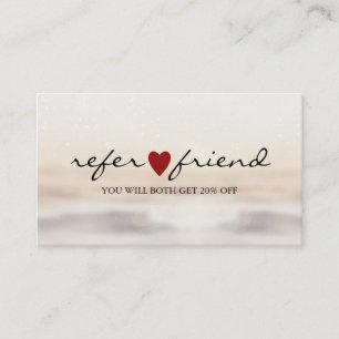 Carte De Visite Elegant Modern Minimalist Red Heart Referral Card