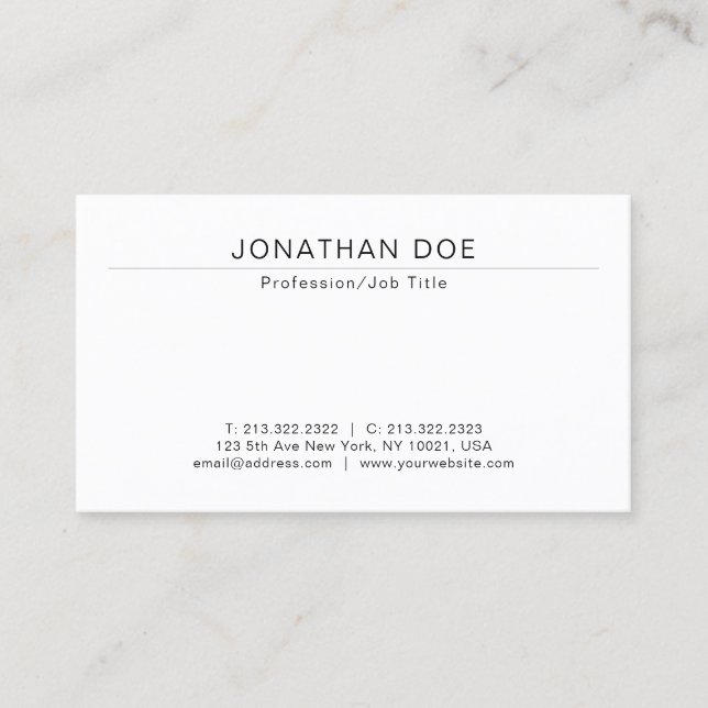 Carte De Visite Elegant Modern Professional Minimalist Template (Devant)