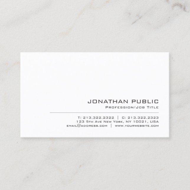 Carte De Visite Elegant Modern Simple Professional Create Your Own (Devant)