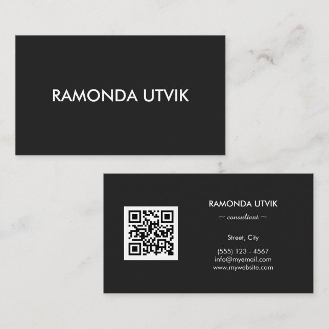 Carte De Visite Élégant Moderne avec code QR (Devant / Derrière)