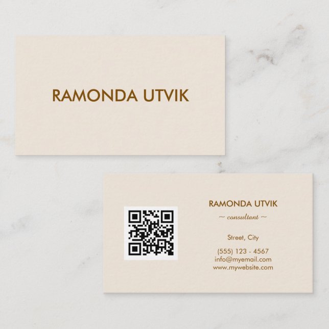 Carte De Visite Élégant Moderne avec code QR (Devant / Derrière)