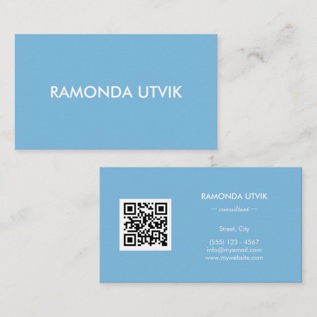 Carte De Visite Élégant Moderne avec code QR (Devant / Derrière)